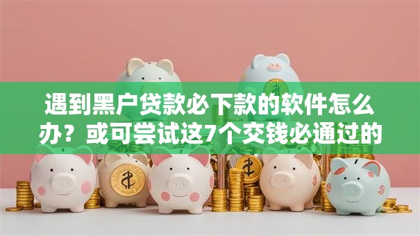 遇到黑户贷款必下款的软件怎么办？或可尝试这7个交钱必通过的借钱平台