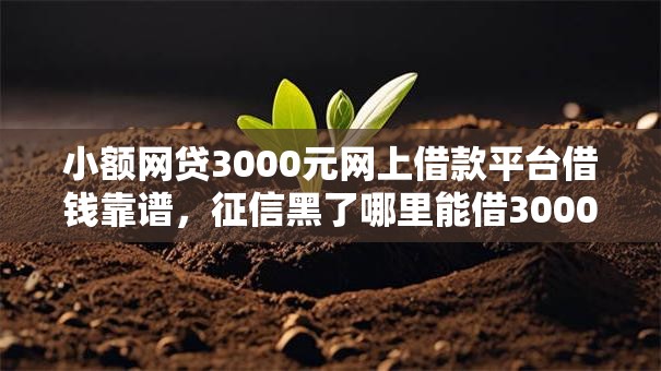 小额网贷3000元网上借款平台借钱靠谱，征信黑了哪里能借3000的7个平台介绍