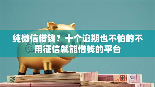 纯微信借钱？十个逾期也不怕的不用征信就能借钱的平台