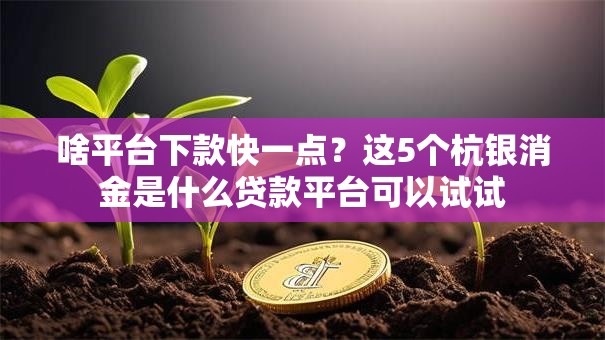 啥平台下款快一点?这5个杭银消金是什么贷款平台可以试试 啥平台下款快一点?这5个杭银消金是什么贷款平台可以试试