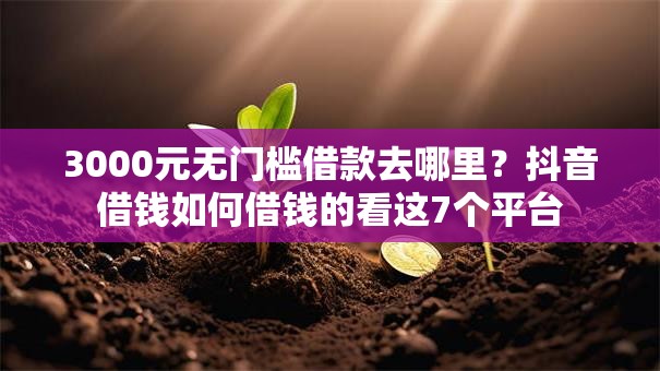 3000元无门槛借款去哪里？抖音借钱如何借钱的看这7个平台