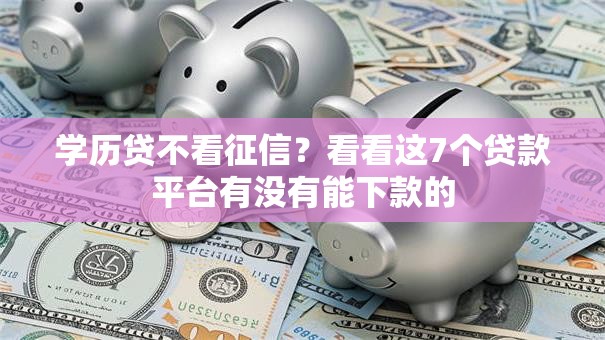 学历贷不看征信？看看这7个贷款平台有没有能下款的