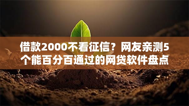 借款2000不看征信？网友亲测5个能百分百通过的网贷软件盘点