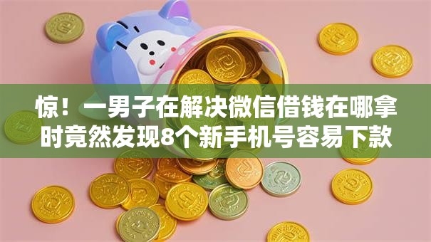 惊！一男子在解决微信借钱在哪拿时竟然发现8个新手机号容易下款的软件，事后分享了出来