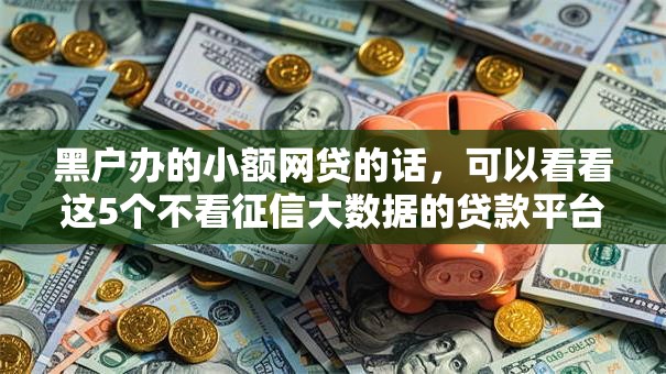黑户办的小额网贷的话，可以看看这5个不看征信大数据的贷款平台