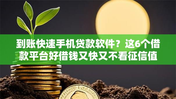 到账快速手机贷款软件？这6个借款平台好借钱又快又不看征信值得一试