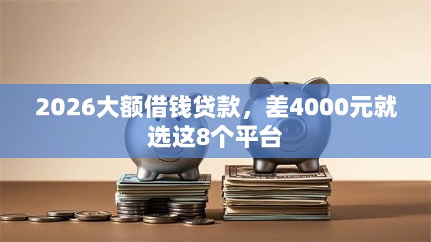 2026大额借钱贷款，差4000元就选这8个平台