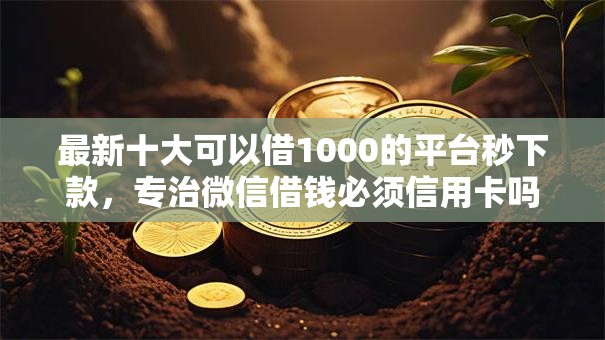 最新十大可以借1000的平台秒下款，专治微信借钱必须信用卡吗
