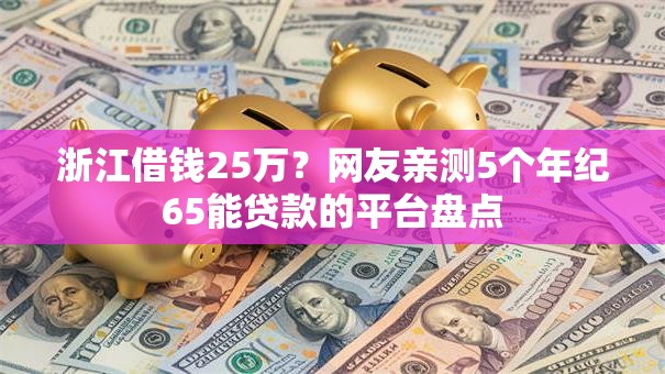 浙江借钱25万？网友亲测5个年纪65能贷款的平台盘点