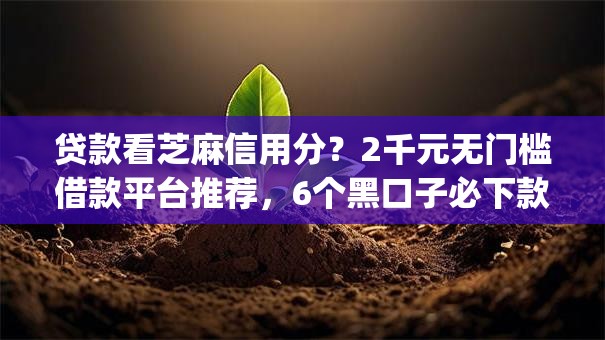 贷款看芝麻信用分？2千元无门槛借款平台推荐，6个黑口子必下款app2023盘点