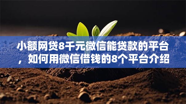 小额网贷8千元微信能贷款的平台，如何用微信借钱的8个平台介绍