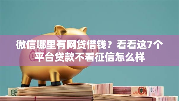 微信哪里有网贷借钱？看看这7个平台贷款不看征信怎么样