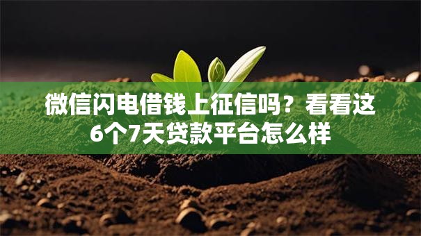 微信闪电借钱上征信吗？看看这6个7天贷款平台怎么样