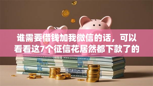 谁需要借钱加我微信的话，可以看看这7个征信花居然都下款了的app
