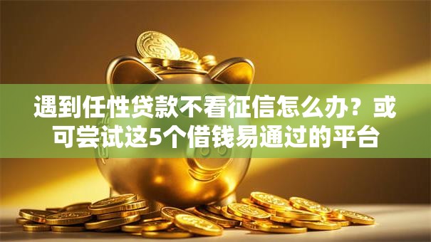 遇到任性贷款不看征信怎么办？或可尝试这5个借钱易通过的平台