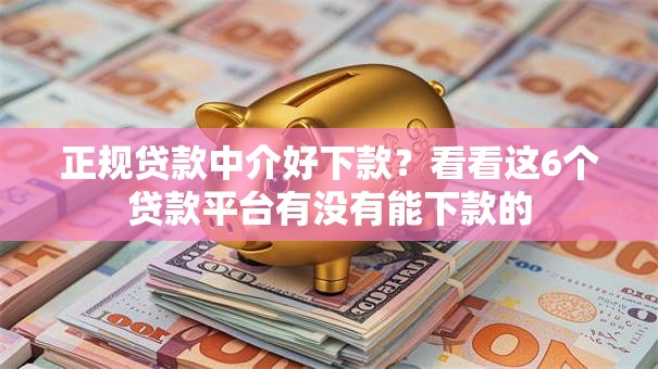 正规贷款中介好下款？看看这6个贷款平台有没有能下款的