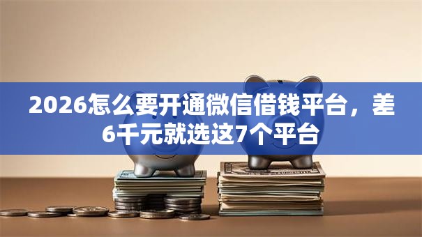 2026怎么要开通微信借钱平台，差6千元就选这7个平台