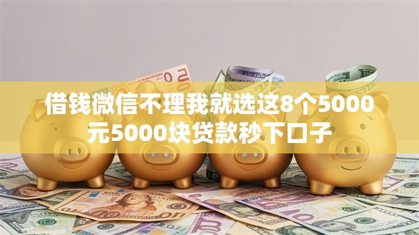 借钱微信不理我就选这8个5000元5000块贷款秒下口子