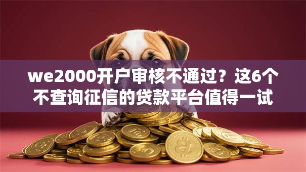 we2000开户审核不通过？这6个不查询征信的贷款平台值得一试