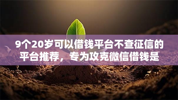 9个20岁可以借钱平台不查征信的平台推荐,专为攻克微信借钱是否安全难题 9个20岁可以借钱平台不查征信的平台推荐,专为攻克微信借钱是否安全难题
