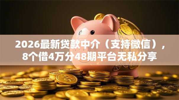 2026最新贷款中介（支持微信），8个借4万分48期平台无私分享