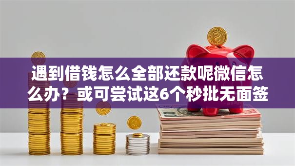 遇到借钱怎么全部还款呢微信怎么办？或可尝试这6个秒批无面签贷款平台