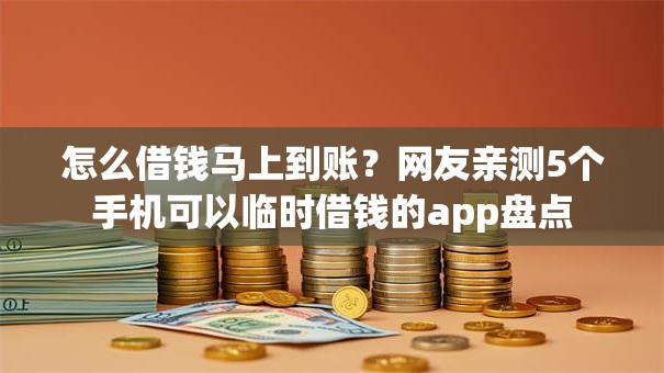 怎么借钱马上到账?网友亲测5个手机可以临时借钱的app盘点 怎么借钱马上到账?网友亲测5个手机可以临时借钱的app盘点