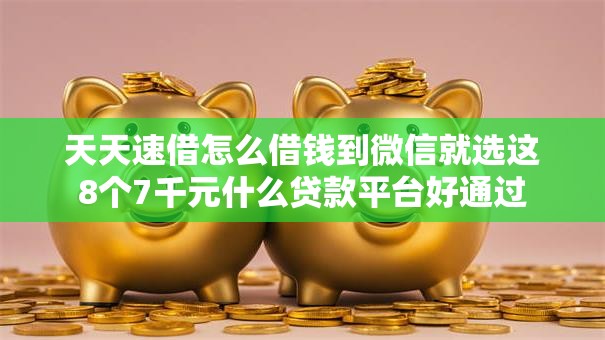 天天速借怎么借钱到微信就选这8个7千元什么贷款平台好通过