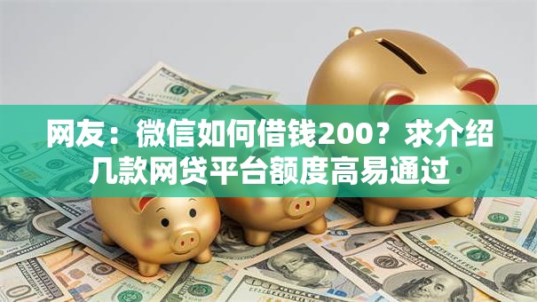 网友：微信如何借钱200？求介绍几款网贷平台额度高易通过