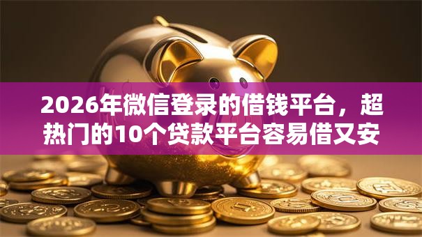 2026年微信登录的借钱平台，超热门的10个贷款平台容易借又安全利息低推荐