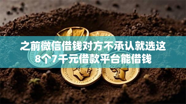 之前微信借钱对方不承认就选这8个7千元借款平台能借钱