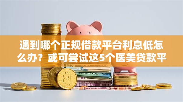 遇到哪个正规借款平台利息低怎么办？或可尝试这5个医美贷款平台