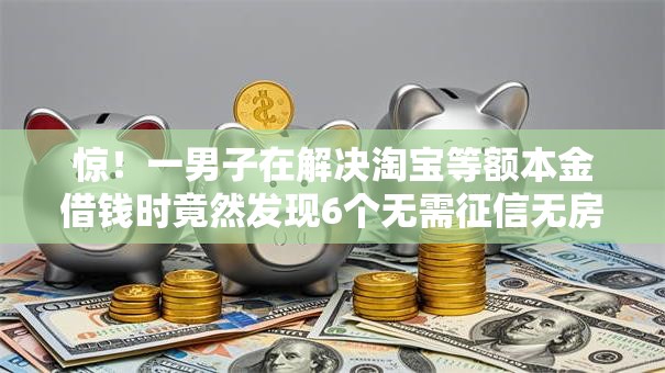 惊！一男子在解决淘宝等额本金借钱时竟然发现6个无需征信无房无车能借钱的贷款平台，事后分享了出来