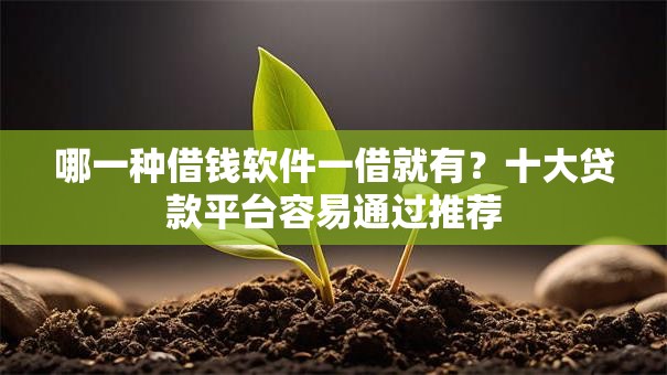 哪一种借钱软件一借就有？十大贷款平台容易通过推荐