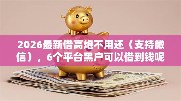 2026最新借高炮不用还（支持微信），6个平台黑户可以借到钱呢无私分享