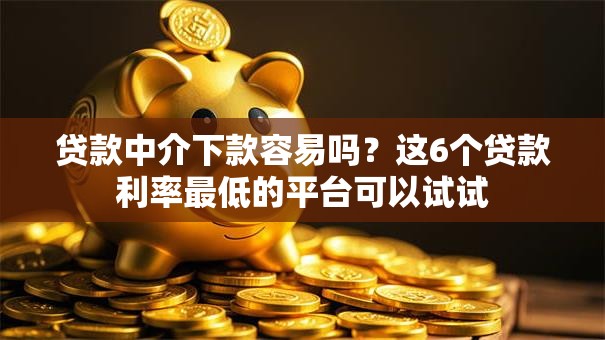 贷款中介下款容易吗？这6个贷款利率最低的平台可以试试