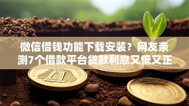 微信借钱功能下载安装？网友亲测7个借款平台贷款利息又低又正规盘点
