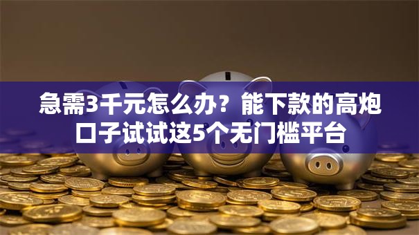 急需3千元怎么办?能下款的高炮口子试试这5个无门槛平台 急需3千元怎么办?能下款的高炮口子试试这5个无门槛平台