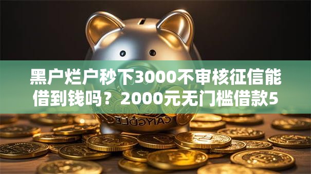 黑户烂户秒下3000不审核征信能借到钱吗？2000元无门槛借款5个平台推荐