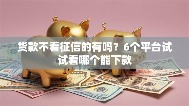 货款不看征信的有吗？6个平台试试看哪个能下款