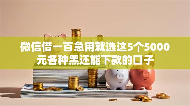 微信借一百急用就选这5个5000元各种黑还能下款的口子