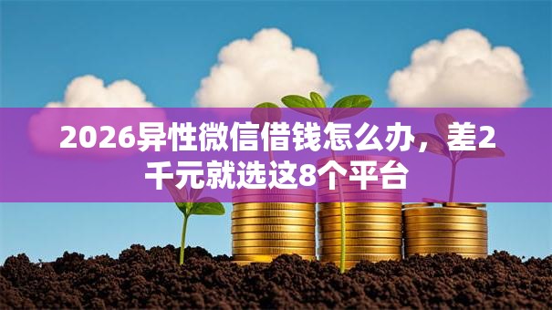 2026异性微信借钱怎么办,差2千元就选这8个平台 2026异性微信借钱怎么办,差2千元就选这8个平台