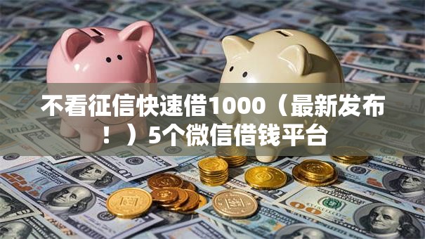 不看征信快速借1000（最新发布！）5个微信借钱平台