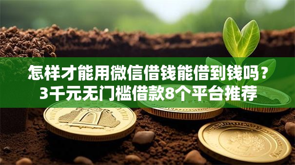 怎样才能用微信借钱能借到钱吗？3千元无门槛借款8个平台推荐