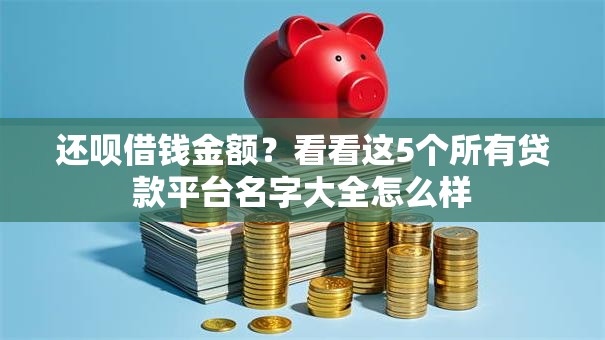还呗借钱金额？看看这5个所有贷款平台名字大全怎么样