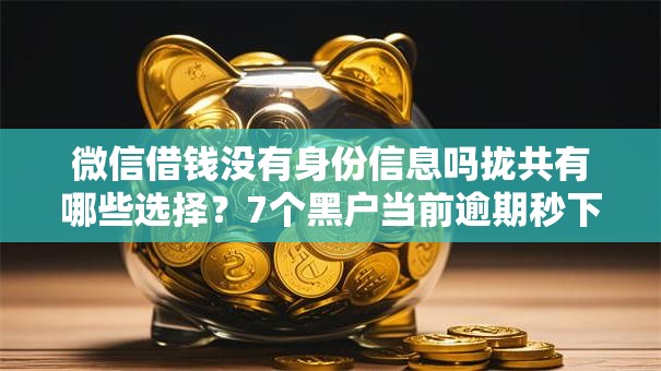 微信借钱没有身份信息吗拢共有哪些选择？7个黑户当前逾期秒下5万平台详解