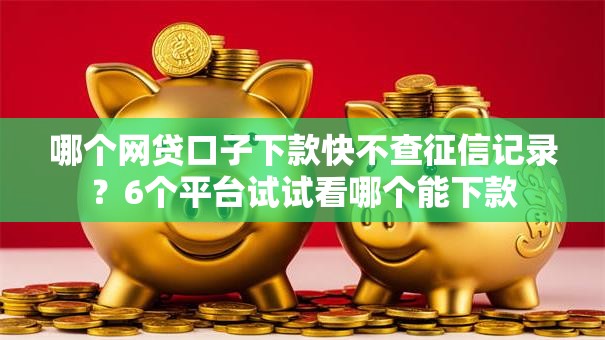 哪个网贷口子下款快不查征信记录？6个平台试试看哪个能下款