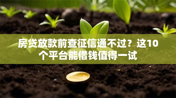 房贷放款前查征信通不过？这10个平台能借钱值得一试