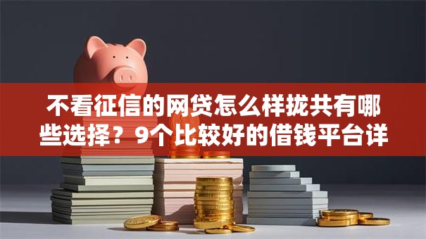 不看征信的网贷怎么样拢共有哪些选择？9个比较好的借钱平台详解