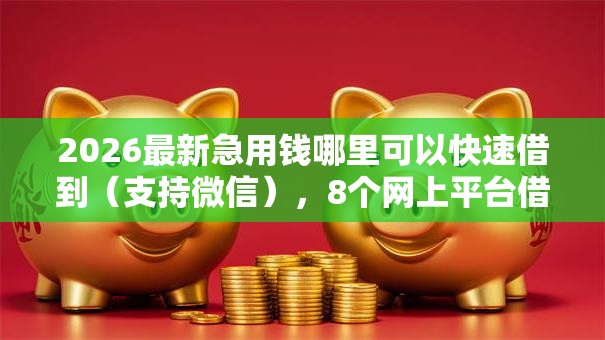 2026最新急用钱哪里可以快速借到（支持微信），8个网上平台借钱靠谱无私分享